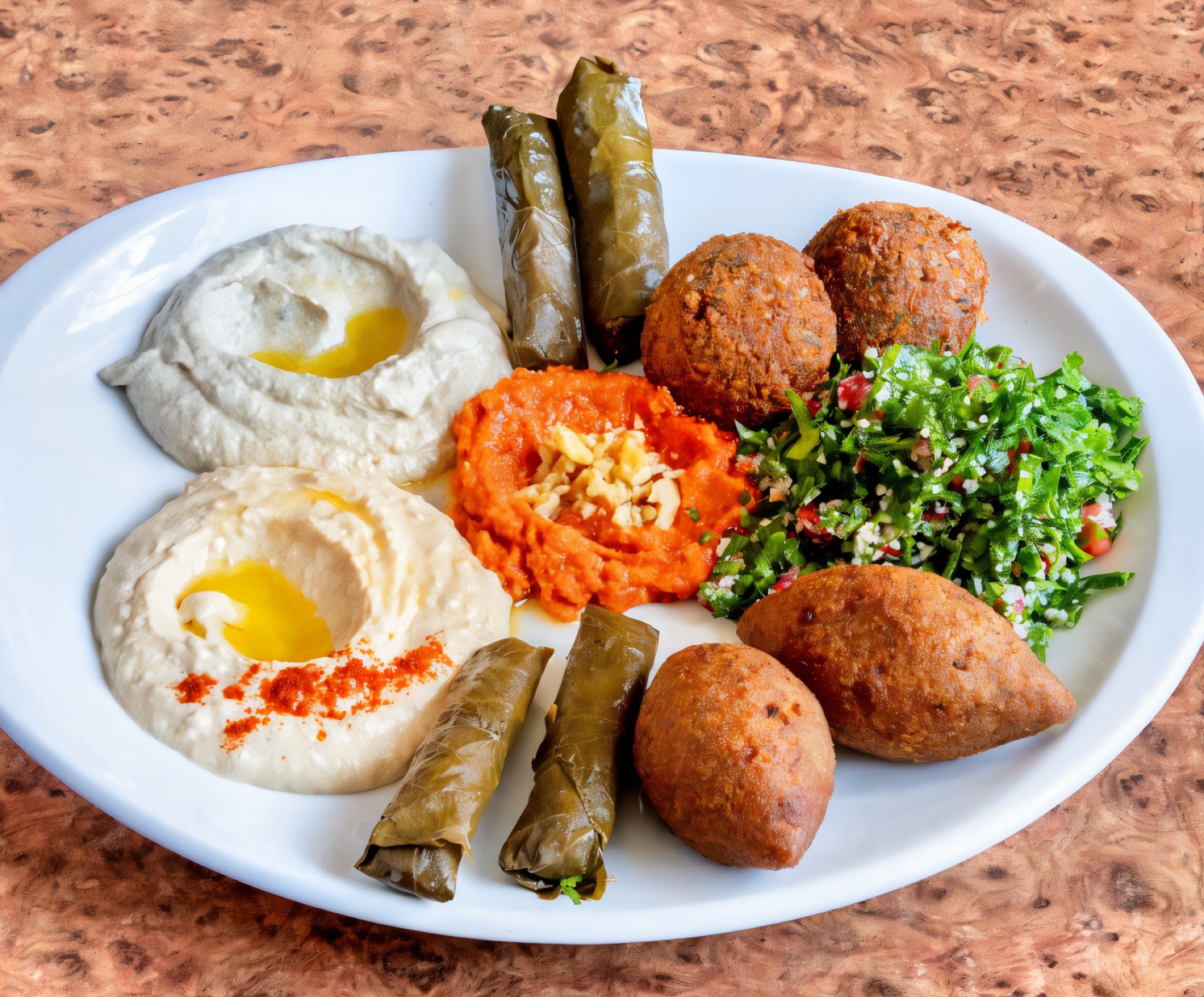 Mixed mezze platter at Hommus Falafel Poble Nou